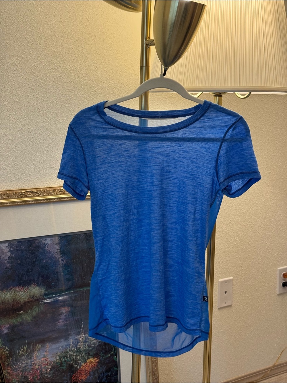 lululemon athletica cobalt blue short-sleeve sheer tee